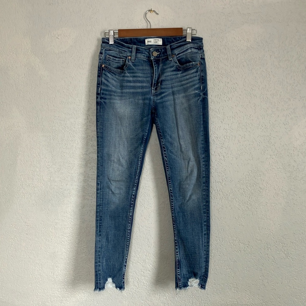BKE Blue Payton Skinny Jeans with Distressed Hem